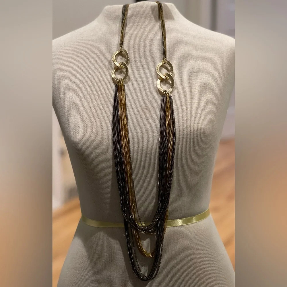 Two Tone Multi Chain Open Circle Drape Adjustable… - image 4